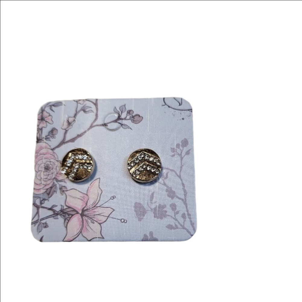 Guess Gold Circle Post Earrings Rhinestone